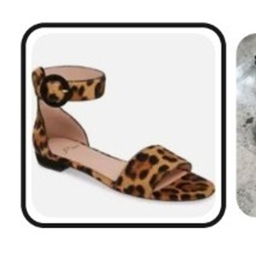 J.Crew Leopard Print Calf Hair Ankle Strap Flat Sandal Women's SZ 6.5 career